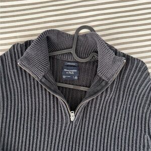 Abercrombie & Fitch Black Grey Quarter Zip-Up Oversized Sweater